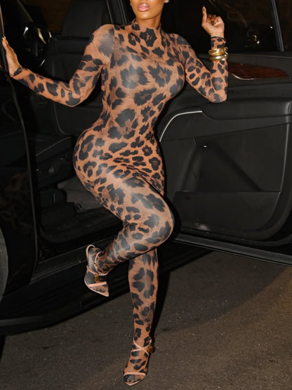 Fashion Leopard Print Slim Two Piece Set