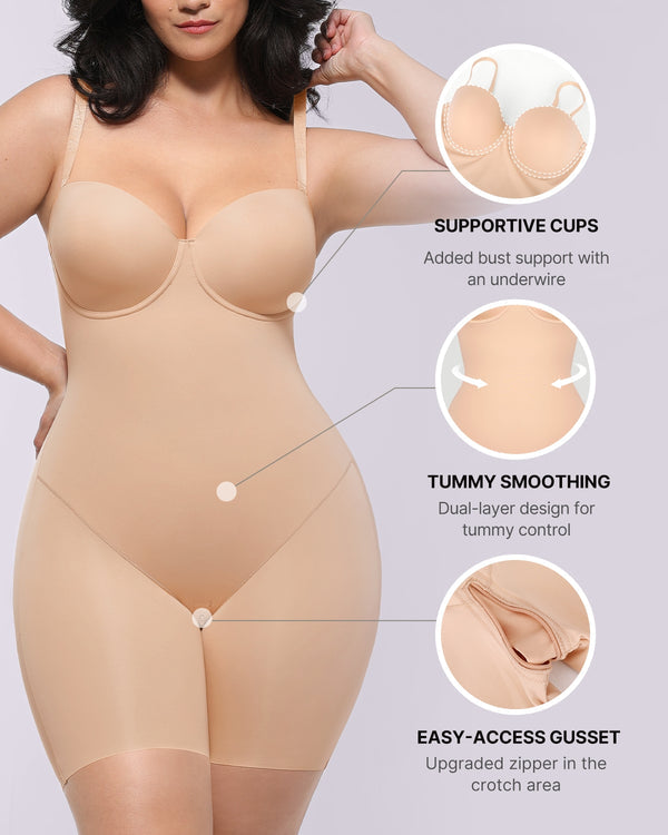 Mid Thigh Bodysuit With Detachable Straps