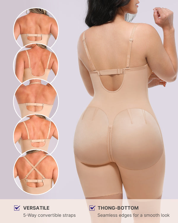 Mid Thigh Bodysuit With Detachable Straps