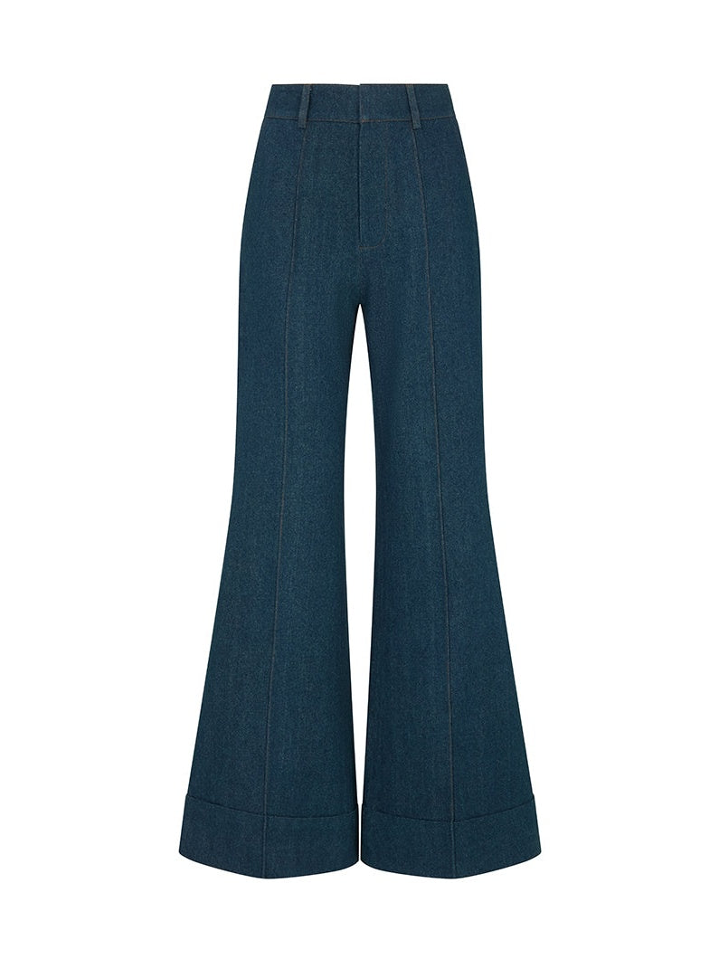 Double Breasted Denim Blazer Flared Jeans Set