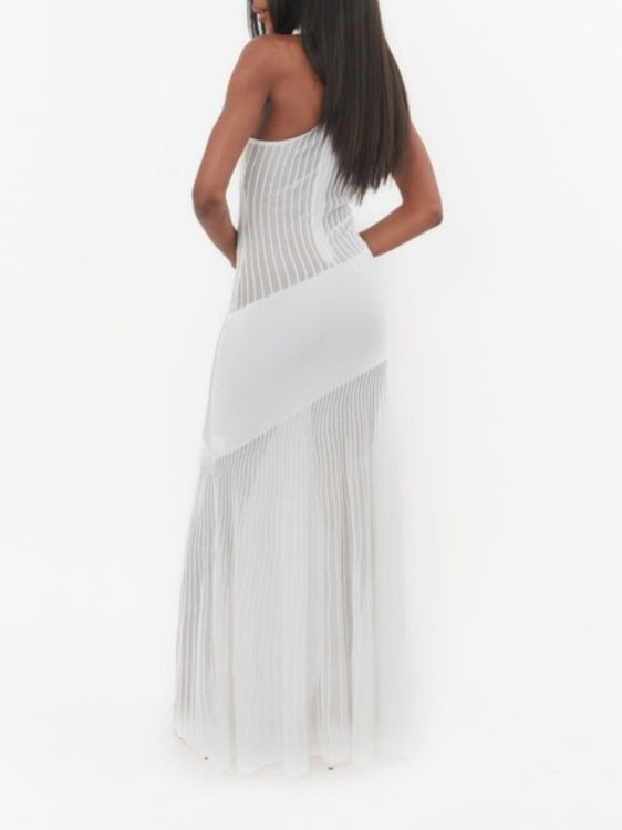 Sleeveless Hanging Neck Splicing Dress