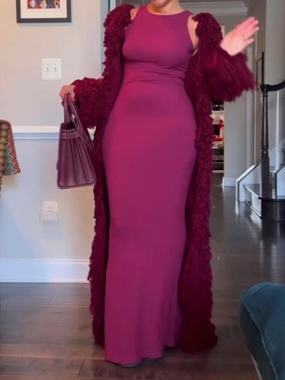 Fashionable Fringed Knitted Cardigan Coat