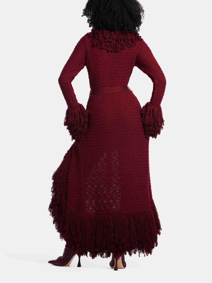 Fashionable Fringed Knitted Cardigan Coat