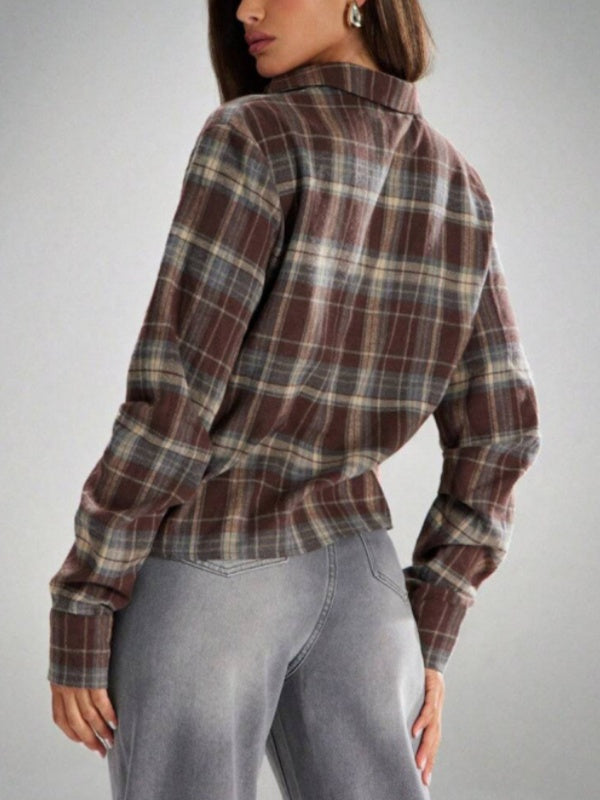 Sexy Twisted Plaid Blouse
