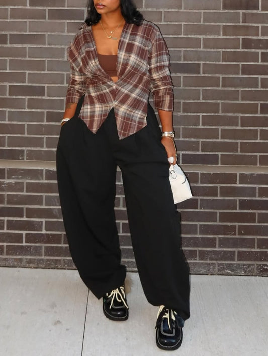 Sexy Twisted Plaid Blouse