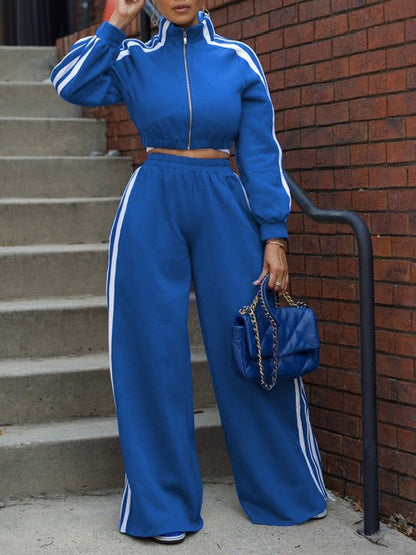 Striped Jacket And Sweatpants Set