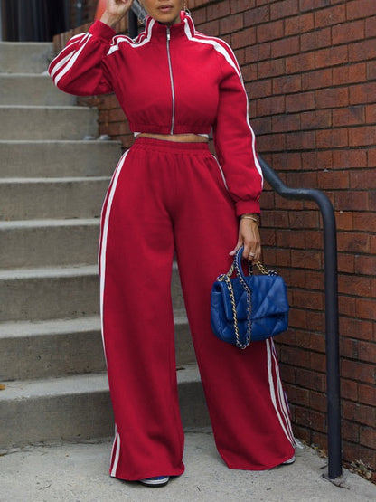 Striped Jacket And Sweatpants Set