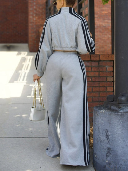 Striped Jacket And Sweatpants Set