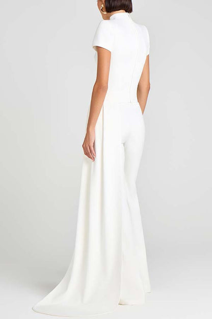 Asymmetrical High-Neck Top With Drapey Pants Set