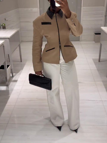 Lapel Zip-up Jacket