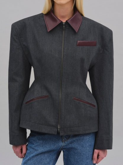 Lapel Zip-up Jacket