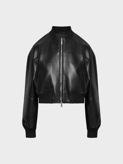 Casual Leather Bomber Jacket