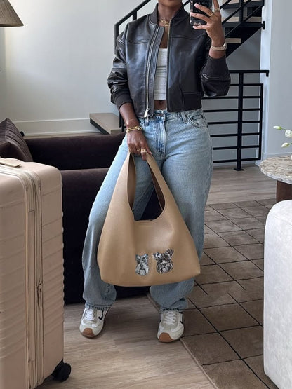 Casual Leather Bomber Jacket