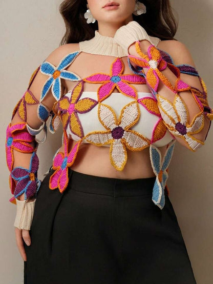 Sexy Hollow Out Crochet Knit Sweater