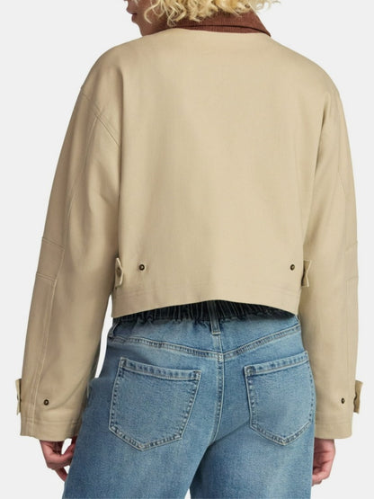 Corduroy Collar Cropped Jacket
