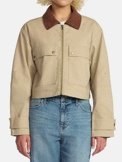 Corduroy Collar Cropped Jacket
