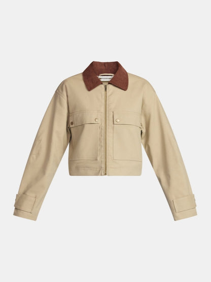 Corduroy Collar Cropped Jacket