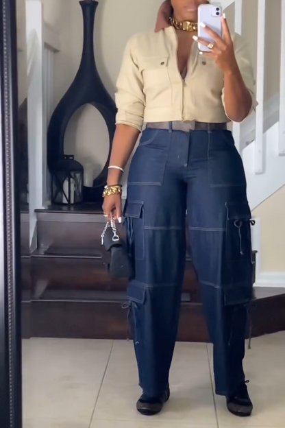 Corduroy Collar Cropped Jacket