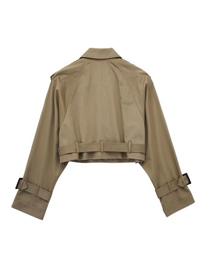 Cropped Double Breasted Trench Coat