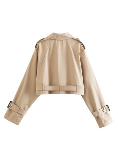 Cropped Double Breasted Trench Coat