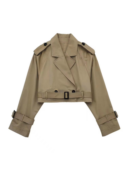 Cropped Double Breasted Trench Coat