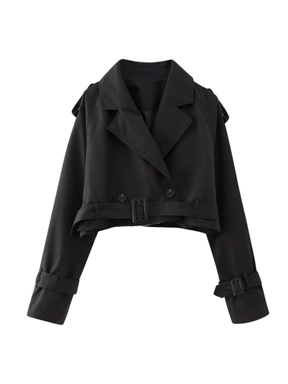 Cropped Double Breasted Trench Coat