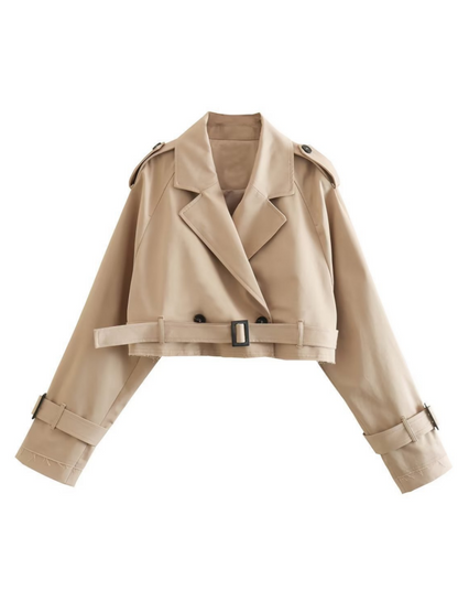 Cropped Double Breasted Trench Coat
