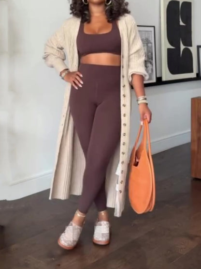 V Neck Button Down Chunky Knit Sweater Coat