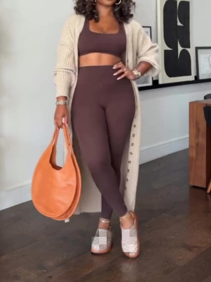 V Neck Button Down Chunky Knit Sweater Coat