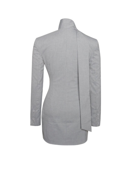 Deep V Pinstripes Blazer Dress