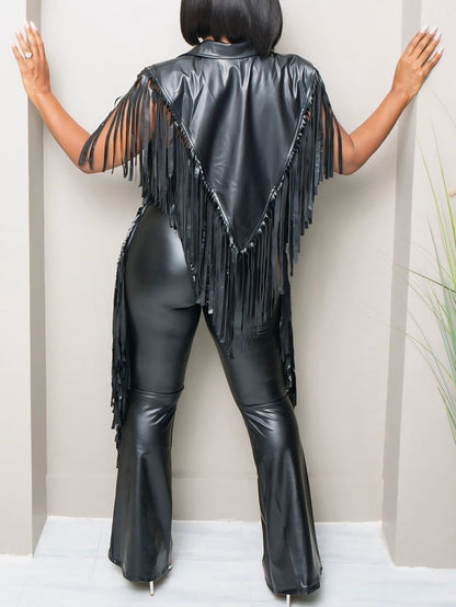 Sleeveless Fringed Blazer Vest