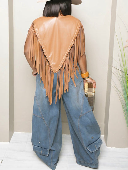Sleeveless Fringed Blazer Vest