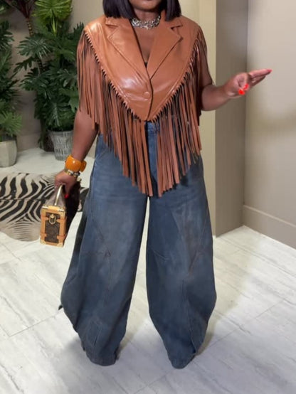 Sleeveless Fringed Blazer Vest