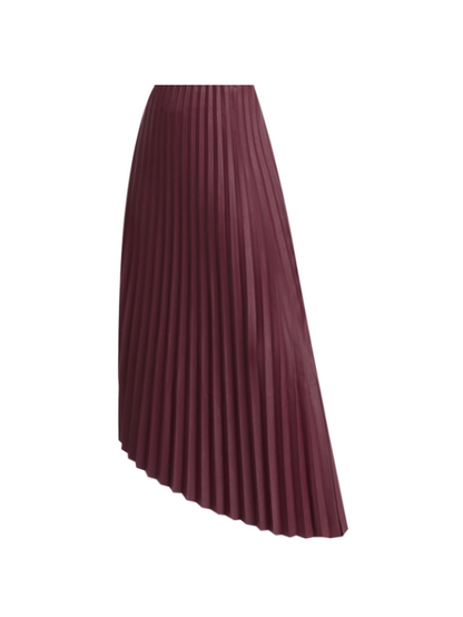 Pleated Faux-Leather Asymmetrical Skirt