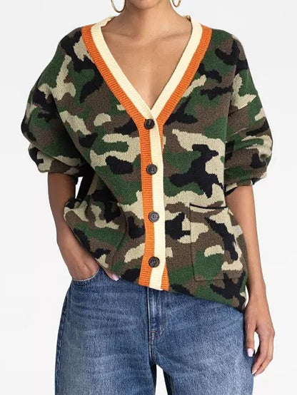 Camo Cardigan Sweater
