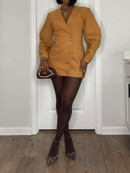 V Neck A Line Blazer Dress