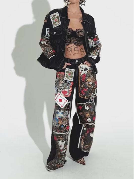 Poker Print Jeans
