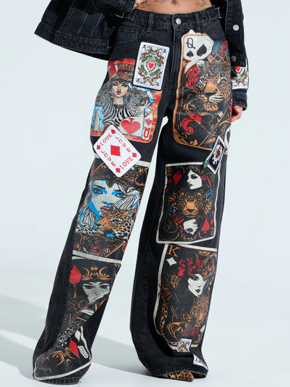 Poker Print Jeans