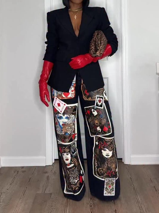 Poker Print Jeans
