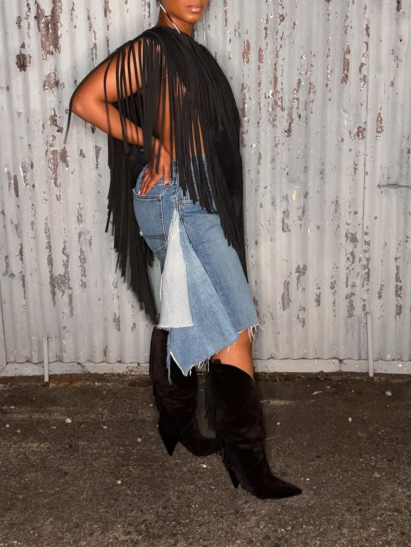 Suede Fringe Top
