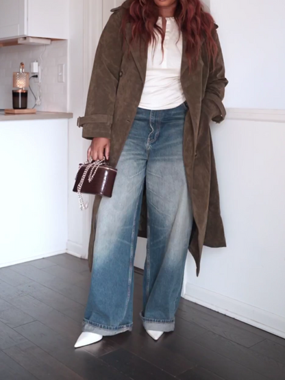 Vintage Suede Trench Coat