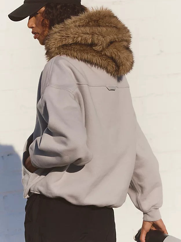 Furry Hooded Sweatshirt