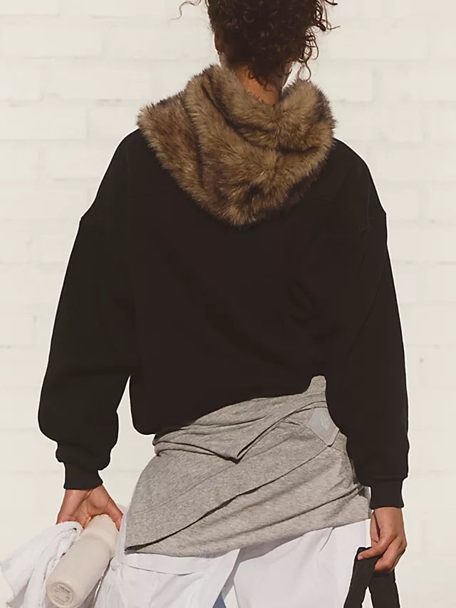 Furry Hooded Sweatshirt