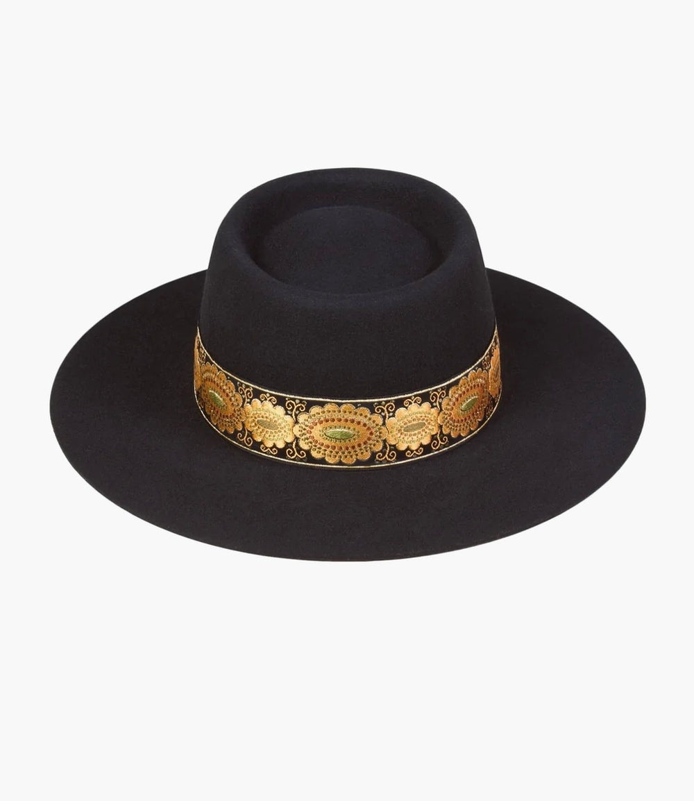 Embroidered Wool Bowler Hat