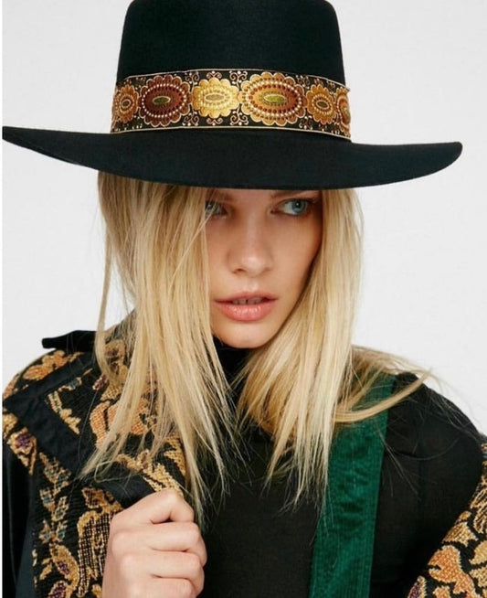Embroidered Wool Bowler Hat
