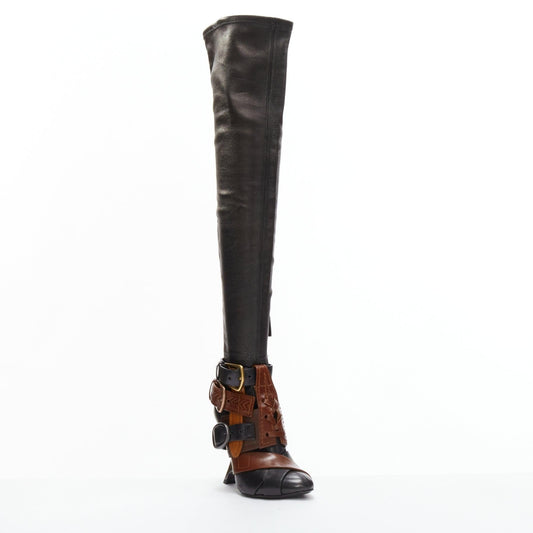 Multi Belt Buckle Thigh High Boots