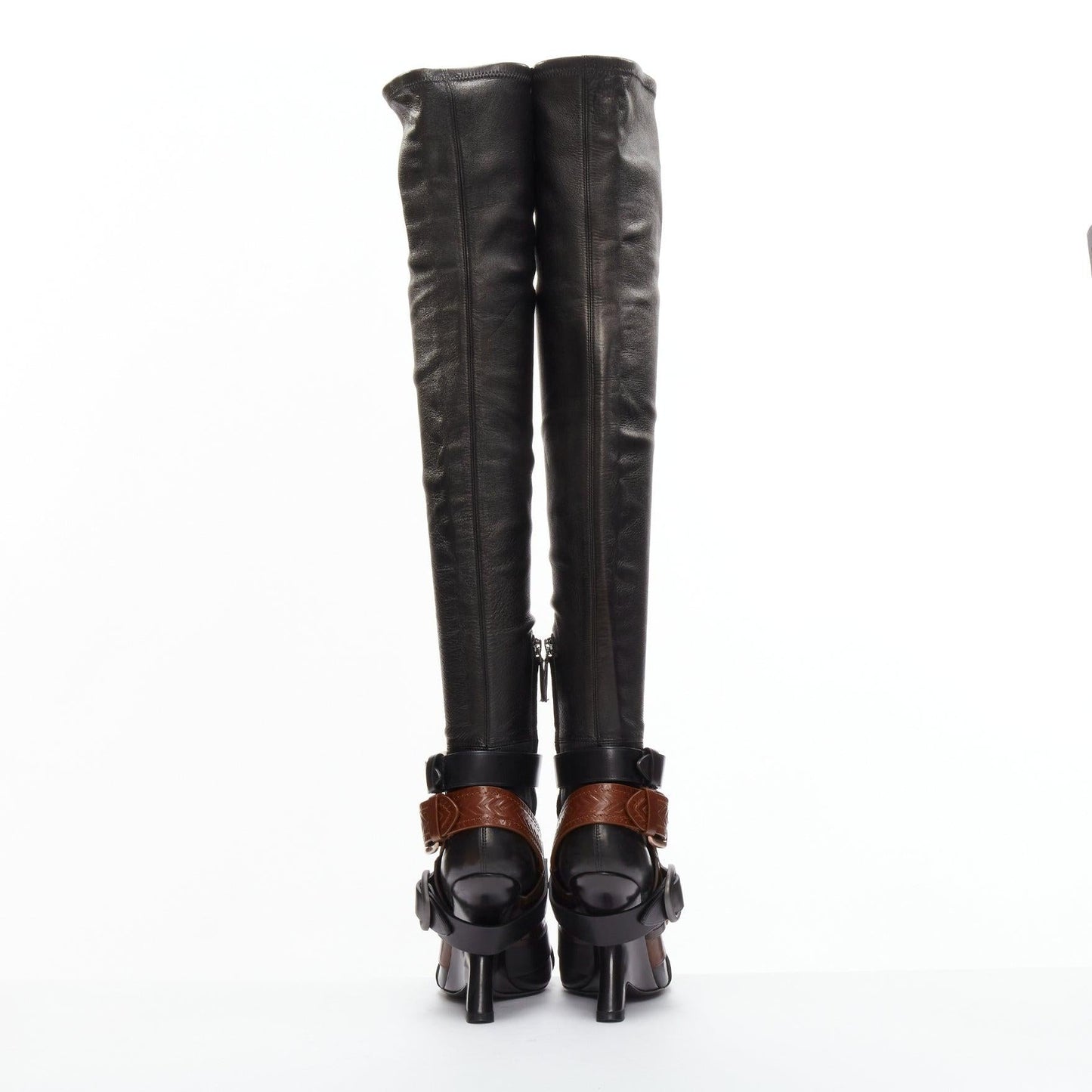 Multi Belt Buckle Thigh High Boots