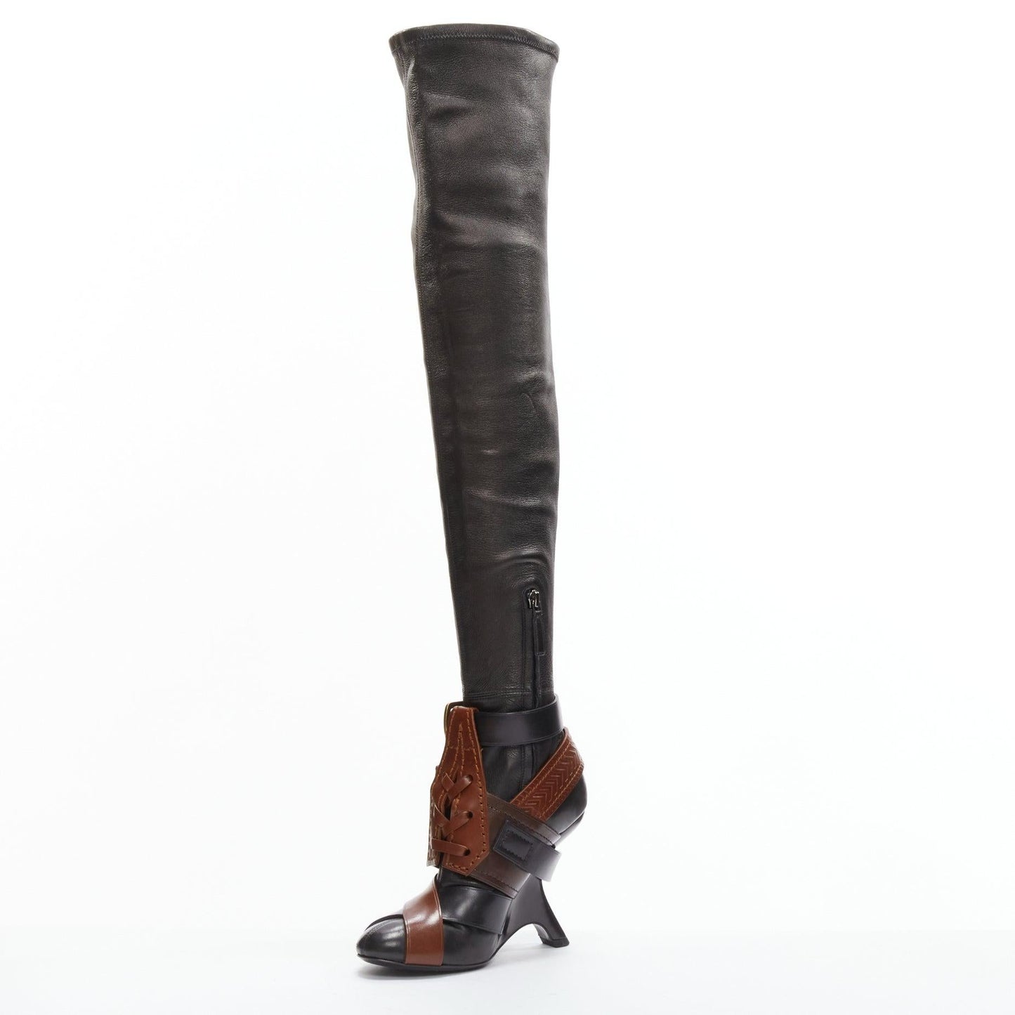Multi Belt Buckle Thigh High Boots