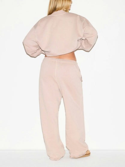V Neck Pullover & Straight Leg Pant Two Pieces Set
