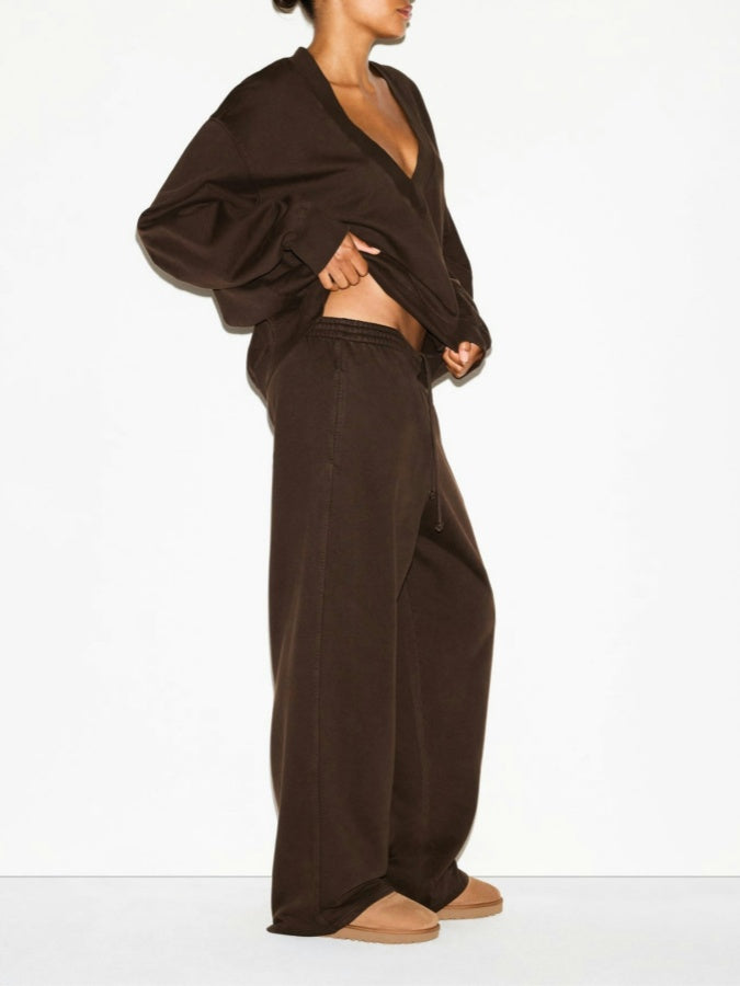 V Neck Pullover & Straight Leg Pant Two Pieces Set